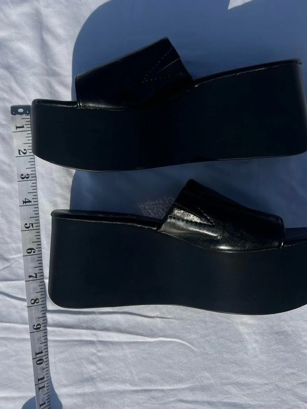 Black Platform Slide Sandals